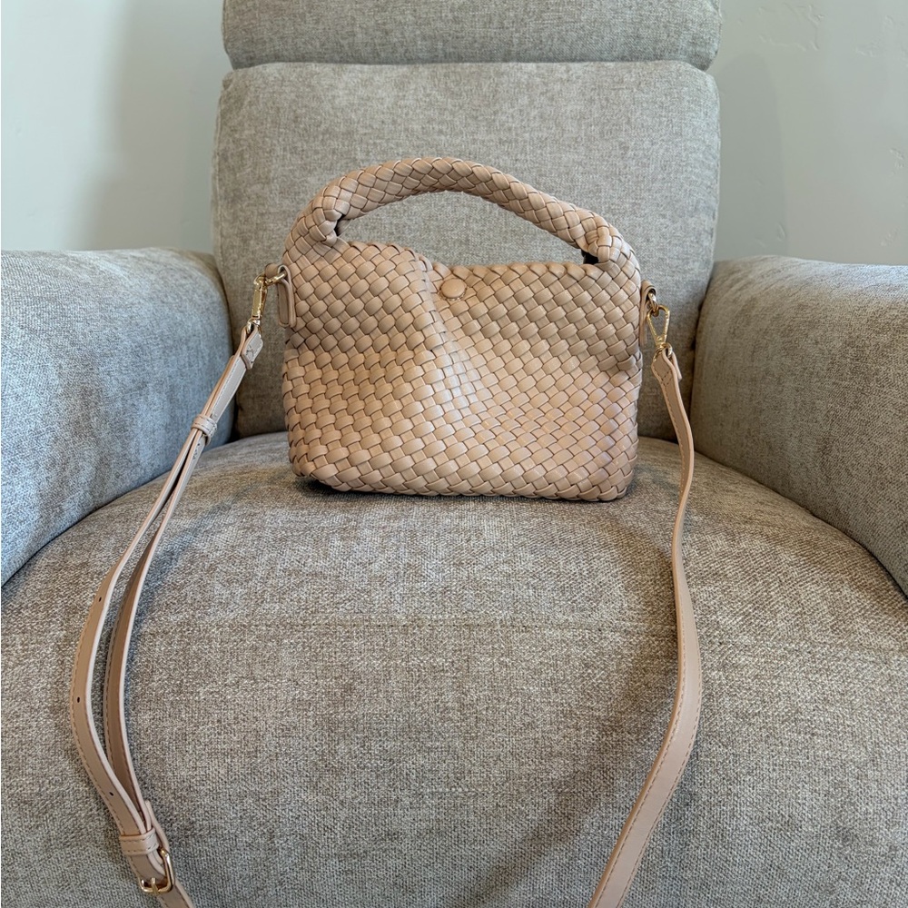 Nordstrom Beige Woven Crossbody Bag